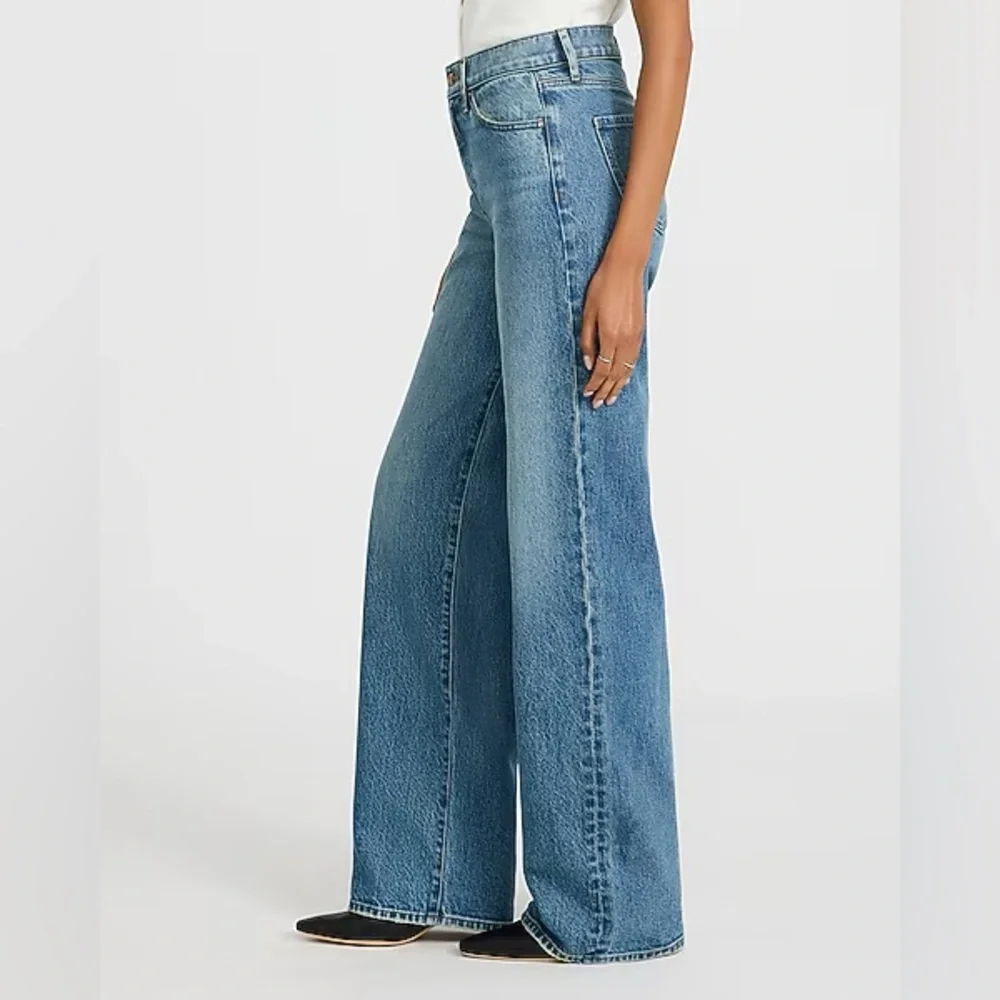 Express Women’s Wide Leg High Rise Jeans Classic Blue Casual Straight Size 4 - Picture 5 of 16